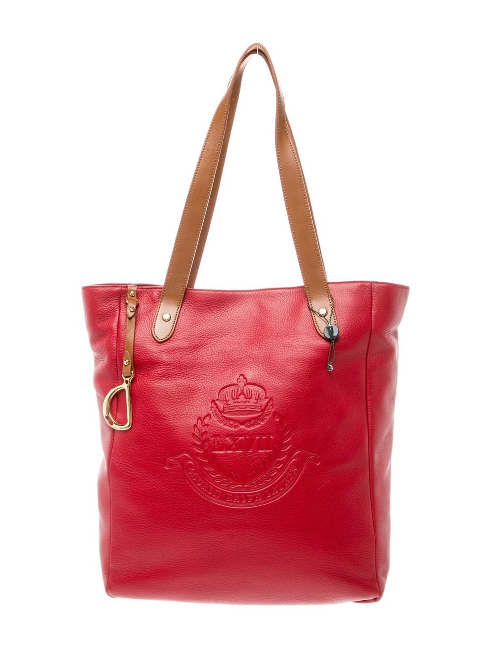 Lauren by Ralph Lauren Top Handle
Red Leather Gold Hardware Debossed Crest LOGO